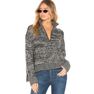 360 Cashmere Charlotte High Low Marled Half Zip Sweater XS Cuffed Wool Oversized